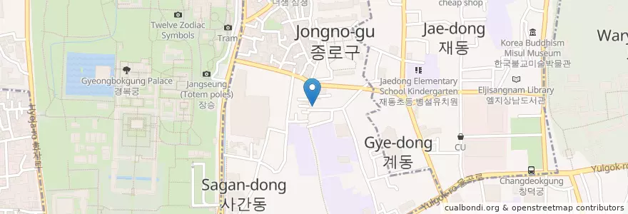 Mapa de ubicacion de Almighty Cheeseburger en Corea Del Sur, Seúl, 종로구, 삼청동, 종로1·2·3·4가동.
