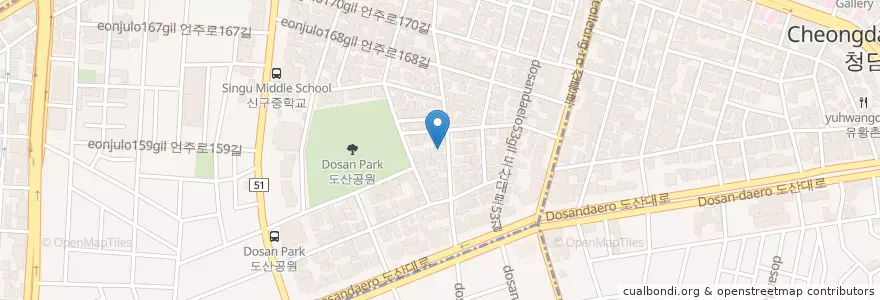 Mapa de ubicacion de Macchiata Plus en 대한민국, 서울, 강남구.