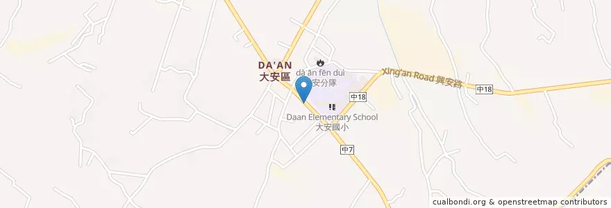 Mapa de ubicacion de 路邊無名早餐店 en 臺灣, 臺中市, 大安區.