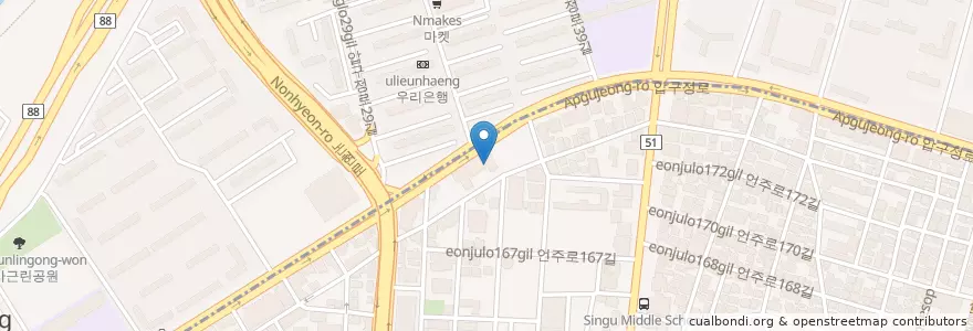 Mapa de ubicacion de Papa John's en Республика Корея, Сеул, 강남구, 신사동, 압구정동.