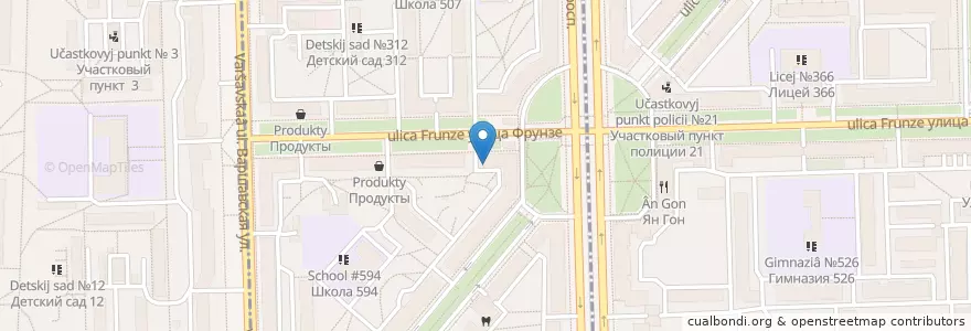 Mapa de ubicacion de Кальянная Feromon Amsterdam Bar en Russie, District Fédéral Du Nord-Ouest, Oblast De Léningrad, Saint-Pétersbourg, Московский Район, Округ Пулковский Меридиан.