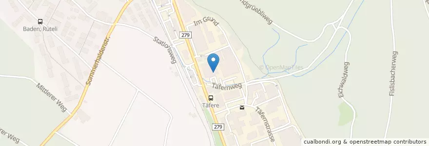 Mapa de ubicacion de Apotheke Wyss en Suisse, Argovie, Bezirk Baden, Baden.
