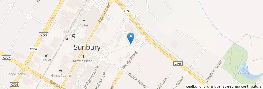 Mapa de ubicacion de Sunbury Memorial Hall en Australië, Victoria, City Of Hume.