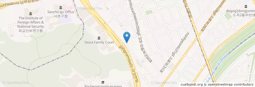 Mapa de ubicacion de 문어세상 양재점 en 大韓民国, ソウル, 瑞草区, 양재1동, 양재동.