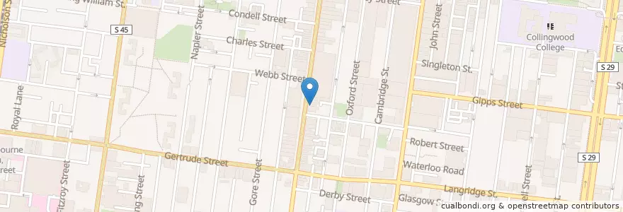 Mapa de ubicacion de Melissa Coffee Lounge en 오스트레일리아, Victoria, City Of Yarra.