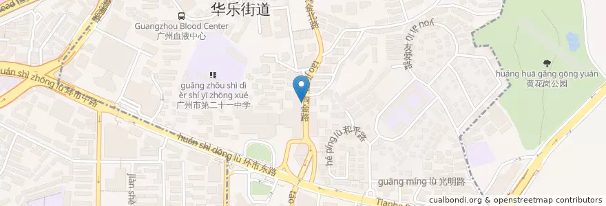 Mapa de ubicacion de 中国工商银行 en 中国, 広東省, 広州市, 越秀区, 华乐街道.