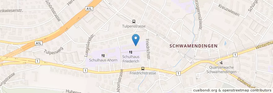 Mapa de ubicacion de Mittaghort Ahorn/Friedrich 2 A en Suíça, Zurique, Bezirk Zürich, Zürich.