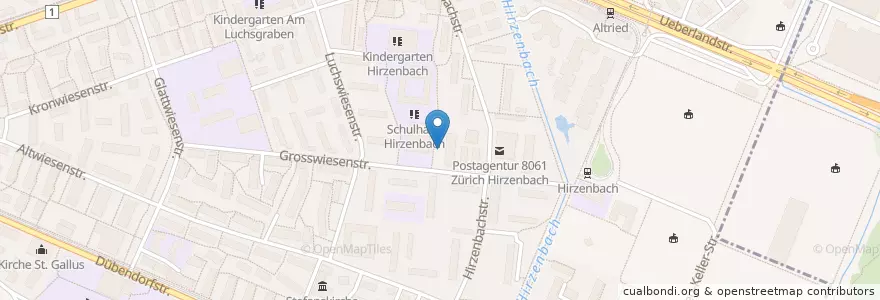 Mapa de ubicacion de Kindergarten Grosswiesen II en سوئیس, زوریخ, Bezirk Zürich, Zürich.