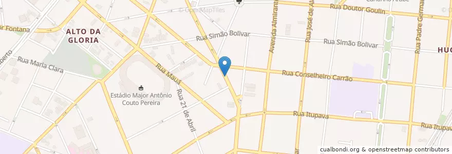 Mapa de ubicacion de Feirinha do Alto da XV (Sábado Manhã) en 브라질, 남부지방, 파라나, Região Geográfica Intermediária De Curitiba, Região Metropolitana De Curitiba, Microrregião De Curitiba, 쿠리치바.