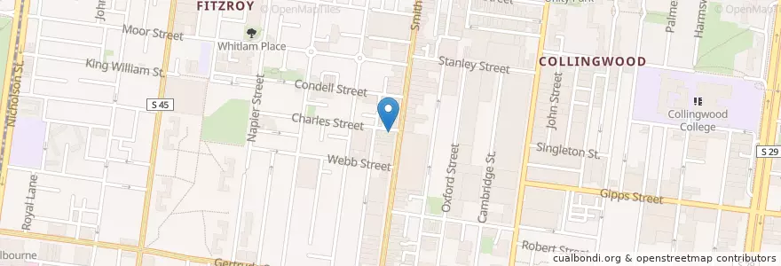 Mapa de ubicacion de Cafe Rosamond en Australia, Victoria, City Of Yarra.