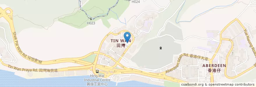 Mapa de ubicacion de 田灣邨 Tin Wan Estate en China, Provincia De Cantón, Hong Kong, Isla De Hong Kong, Nuevos Territorios, 南區 Southern District.