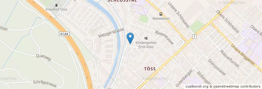 Mapa de ubicacion de Sprachschule Ellada en 瑞士, 蘇黎世, Bezirk Winterthur, Winterthur.