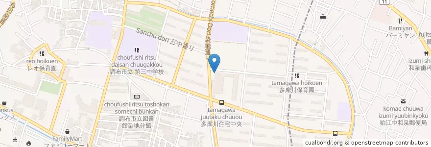 Mapa de ubicacion de 調布染地郵便局 en Japon, Tokyo, 調布市.