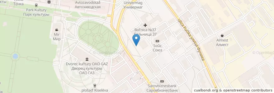 Mapa de ubicacion de Альфа-Банк en 俄罗斯/俄羅斯, Приволжский Федеральный Округ, 下诺夫哥罗德州, Городской Округ Нижний Новгород.