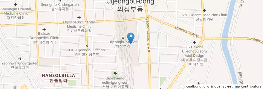 Mapa de ubicacion de CGV의정부 en 大韓民国, 京畿道, 議政府市.