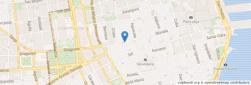 Mapa de ubicacion de Salsa Habana Dancing Bar en Cuba, La Habana, La Habana Vieja.