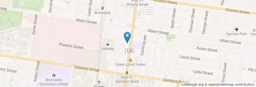 Mapa de ubicacion de Flour Mill en Австралия, Виктория, City Of Moreland.
