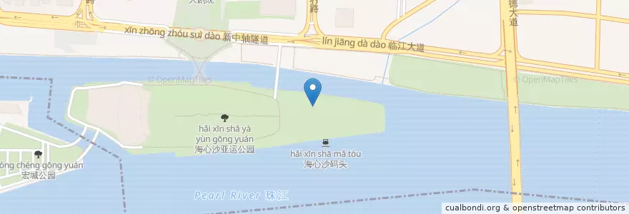 Mapa de ubicacion de 海心沙2号 en China, Guangdong, Guangzhou City, Tianhe District, 猎德街道.