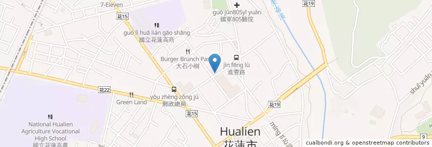 Mapa de ubicacion de 查理食藝 en 타이완, 타이완성, 화롄현, 화롄 시.