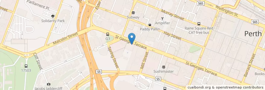 Mapa de ubicacion de Bendigo Bank en Avustralya, Western Australia, City Of Perth.