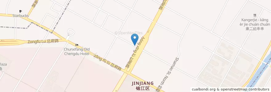 Mapa de ubicacion de dandanmian really good for 13! en 中国, 四川省, 成都市, 锦江区, 春熙路街道.