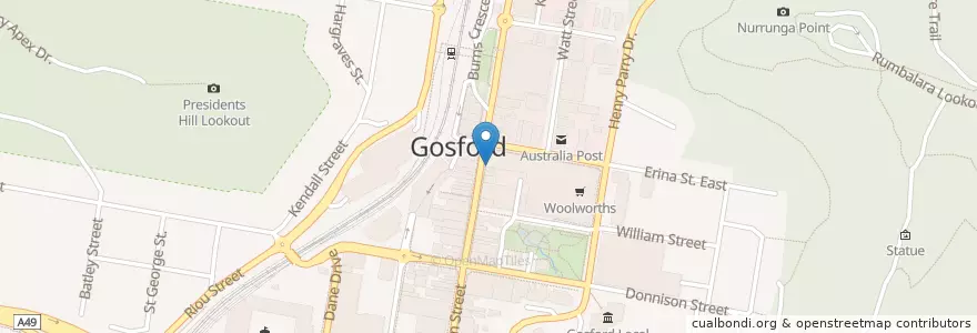 Mapa de ubicacion de Greater Bank en オーストラリア, ニューサウスウェールズ, Central Coast Council.