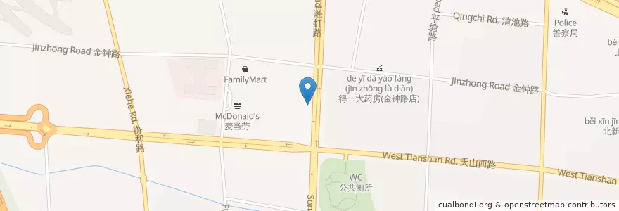 Mapa de ubicacion de 中国工商银行 en Китай, Шанхай, Чаннин.