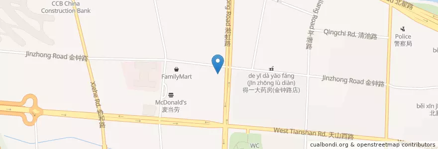 Mapa de ubicacion de 中国民生银行 en 中国, 上海市, 长宁区.