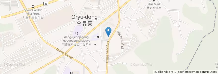 Mapa de ubicacion de 캥거루동물병원 en 대한민국, 서울, 구로구, 오류2동.