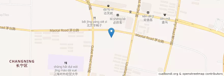 Mapa de ubicacion de 中国银行 en Cina, Shanghai, Distretto Di Changning.