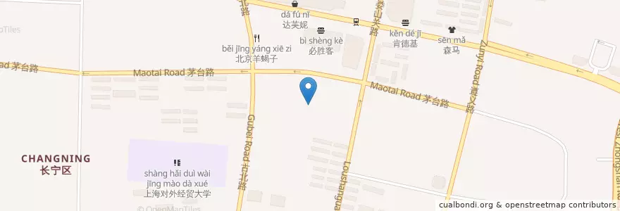Mapa de ubicacion de Starbucks en 중국, 상하이, 창닝구.