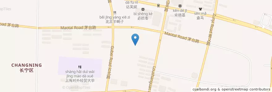 Mapa de ubicacion de 瓦城泰国料理 en چین, شانگهای, 长宁区.