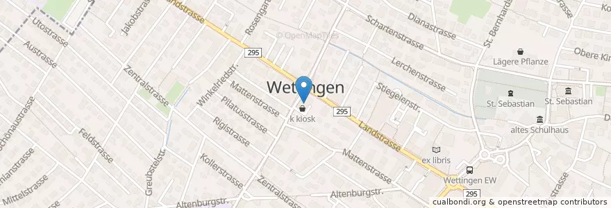 Mapa de ubicacion de Poststelle 5430 Wettingen 3 Langenstein en Швейцария, Аргау, Bezirk Baden, Wettingen.