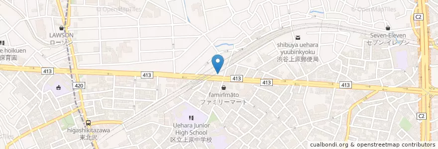 Mapa de ubicacion de 代々木上原駅前交番 en Jepun, 東京都, 渋谷区.