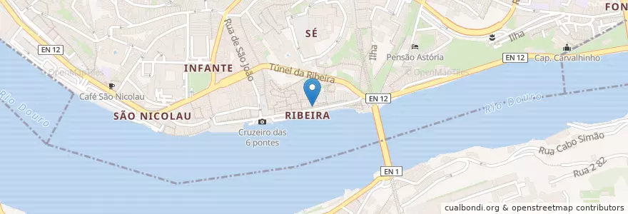 Mapa de ubicacion de A Marina en Portugal, Norte, Porto, Área Metropolitana Do Porto, Porto, Vila Nova De Gaia, Santa Marinha E São Pedro Da Afurada.