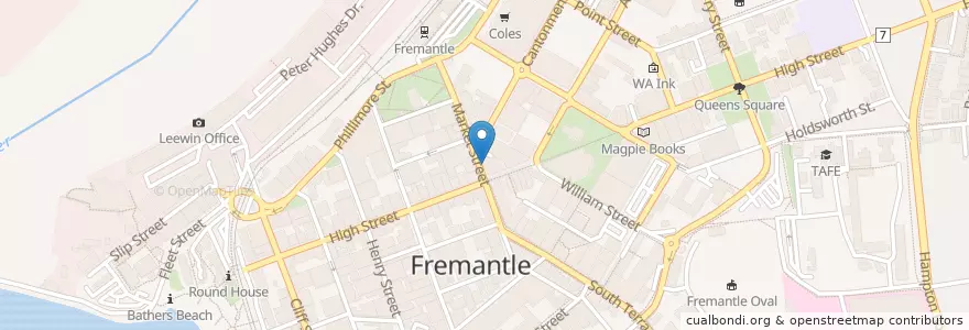 Mapa de ubicacion de crepe street en أستراليا, أستراليا الغربية, City Of Fremantle.