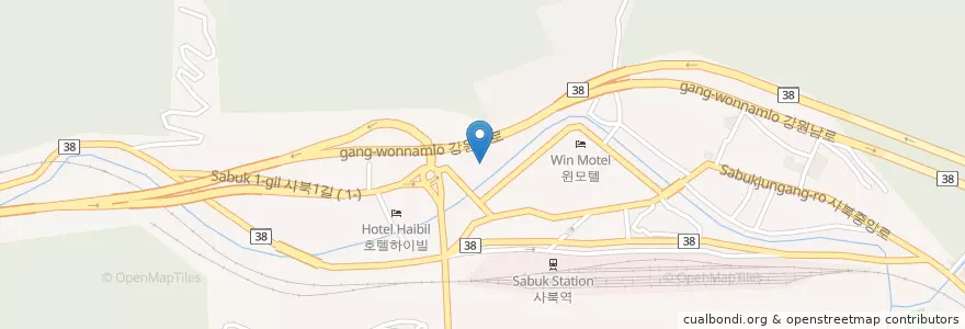 Mapa de ubicacion de 사북중앙교회 en 대한민국, 강원도, 정선군.