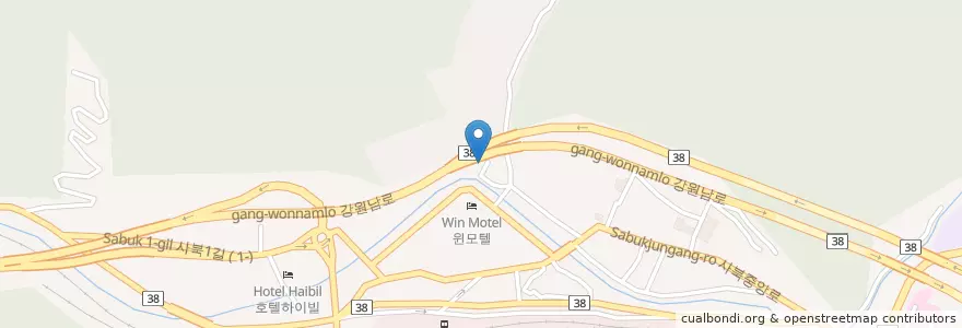 Mapa de ubicacion de 충만한교회 en 대한민국, 강원도, 정선군.