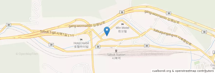 Mapa de ubicacion de NH농협은행 사북지점 en كوريا الجنوبية, 강원도, 정선군.