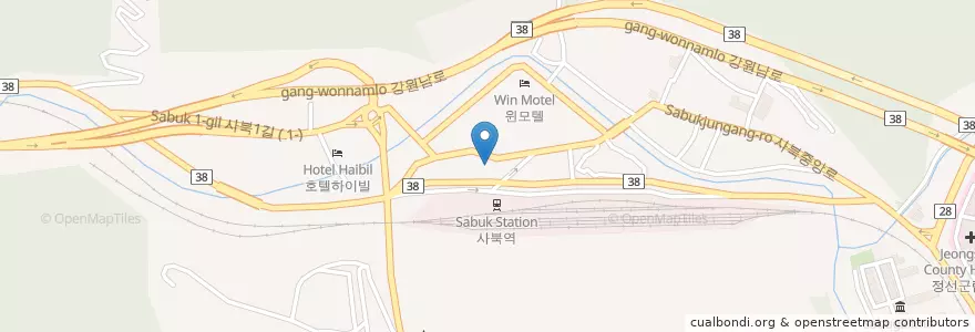 Mapa de ubicacion de 사북신협 en Corea Del Sud, Gangwon, 정선군.