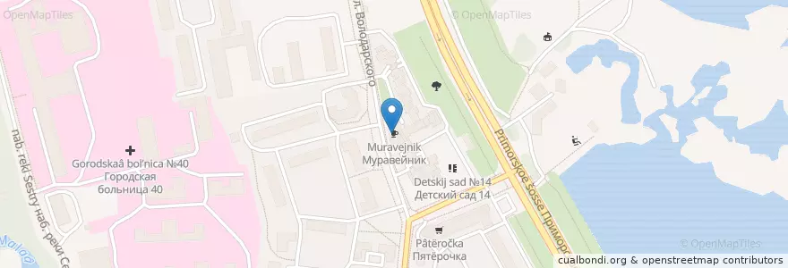 Mapa de ubicacion de Муравейник en Rusland, Северо-Западный Федеральный Округ, Oblast Leningrad, Sint-Petersburg, Курортный Район, Сестрорецк.