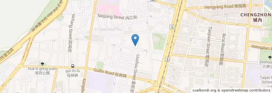 Mapa de ubicacion de 犢立牛肉麵 en 臺灣, 新北市, 臺北市, 萬華區.