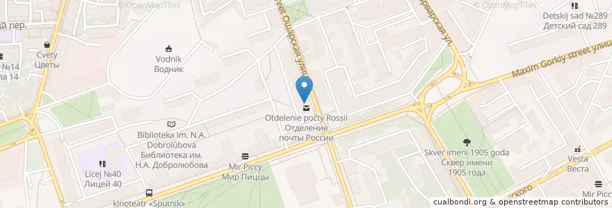 Mapa de ubicacion de Почта Банк en Russie, District Fédéral De La Volga, Oblast De Nijni Novgorod, Городской Округ Нижний Новгород.