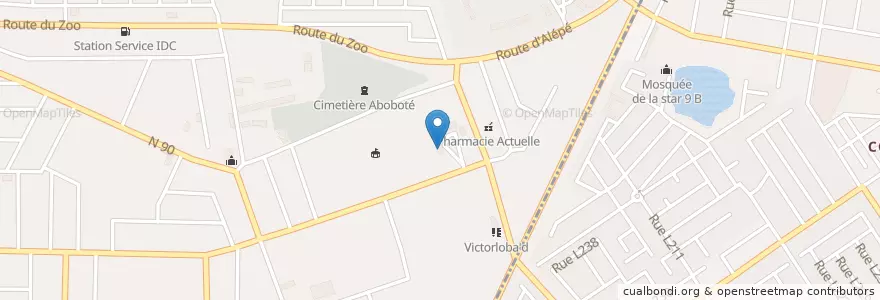 Mapa de ubicacion de Dispensaire d'Abobo-Te en Côte D'Ivoire, Abidjan, Cocody, Abobo.