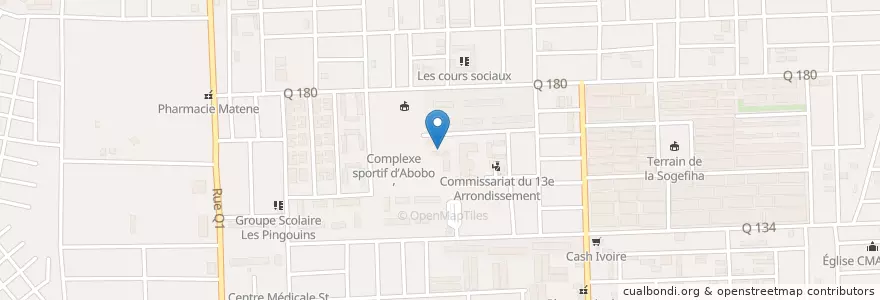 Mapa de ubicacion de Centre antituberculeux d'Abobo en コートジボワール, アビジャン, Abobo.