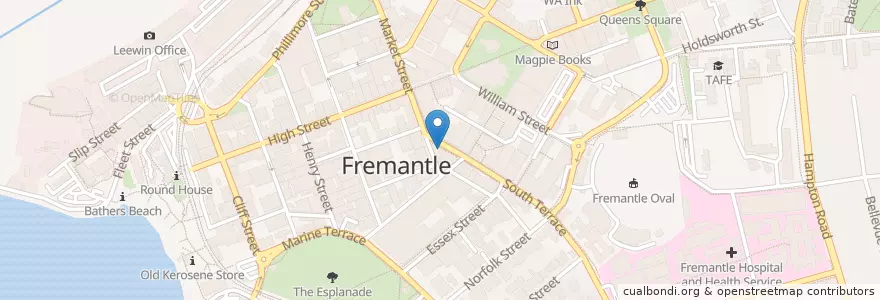 Mapa de ubicacion de Gino's en Австралия, Западная Австралия, City Of Fremantle.