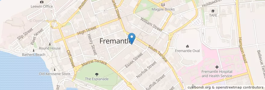 Mapa de ubicacion de Hoyts Millenium en 오스트레일리아, Western Australia, City Of Fremantle.