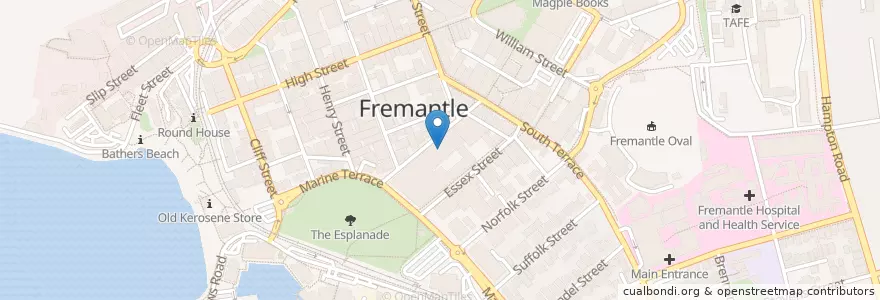 Mapa de ubicacion de Collie Street Car Park en 澳大利亚, 西澳大利亚州, City Of Fremantle.