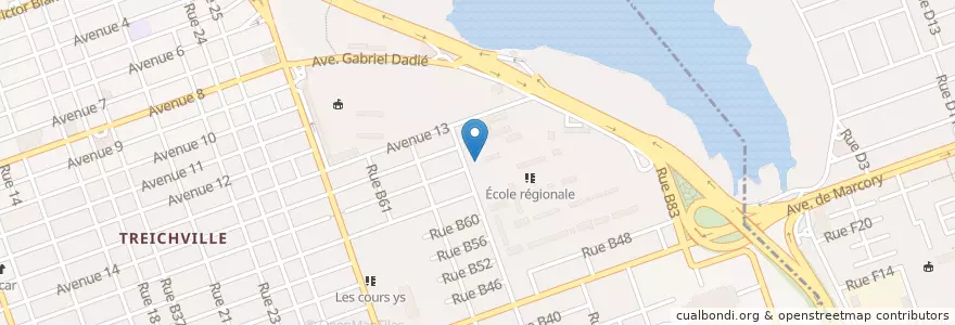 Mapa de ubicacion de Service de Santé Scolaire et Universitaire en Côte D'Ivoire, Abidjan, Treichville.