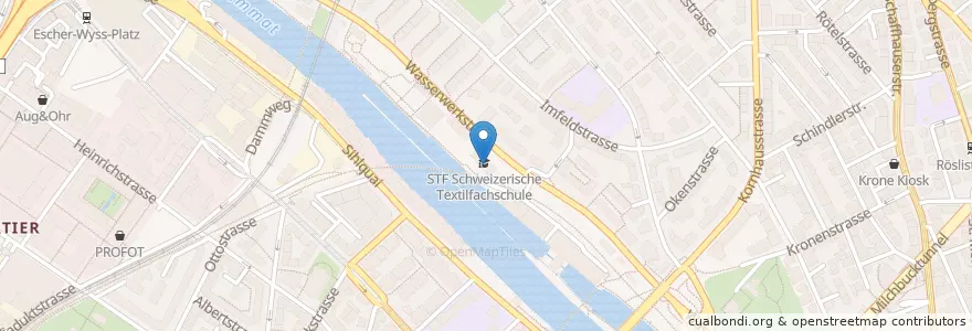 Mapa de ubicacion de Mittag-/AbendhortWasserwerk en İsviçre, Zürih, Bezirk Zürich, Zürich.
